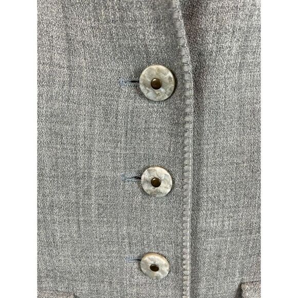 HERBERT GROSSMAN designed by CYNTHIA SOBEL gray wool embroidered jacket blazer 8 - Picture 2 of 7